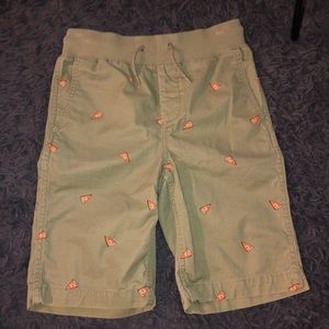 GAP KIDS pizza slice print pattern olive green drawstring shorts size L (10-11)